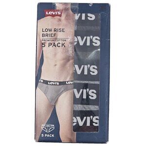 Levis Men Low-Rise Brief Premium Cotton 5 Pack Size XL New In Box Assorted Gray